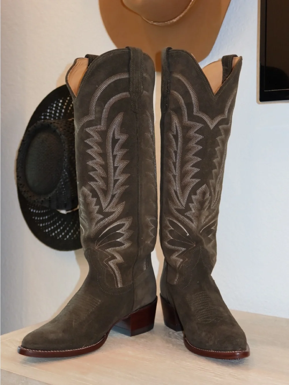 Tecovas Abby Tall Western Boot in Olive Green - Picture 1 of 10